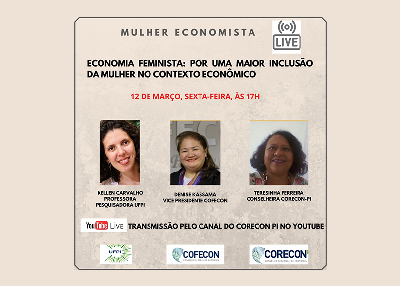 Corecon-PI realizará live sobre Economia feminista