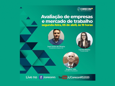 Corecon-RS promove Live sobre avaliação de empresas e mercado de trabalho